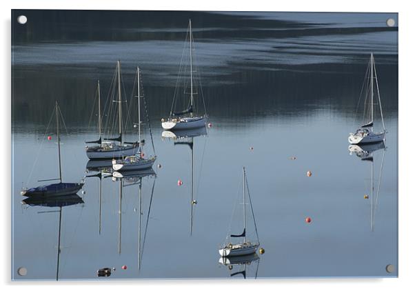 Boats Moored on Scottish Loch Acrylic by Tim O'Brien