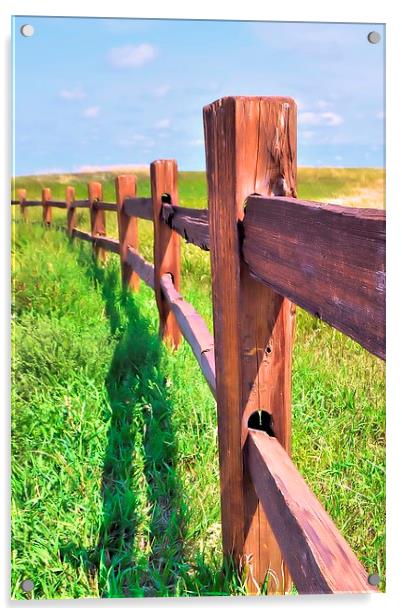 Badlands Post and Rail Fence Acrylic by James Hogarth