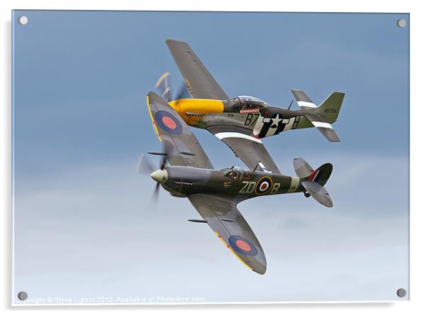Spitfire & P-51 Mustang Acrylic by Steve Liptrot
