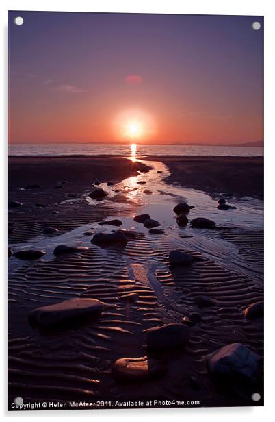 Llandanwg Sunset Acrylic by Helen McAteer