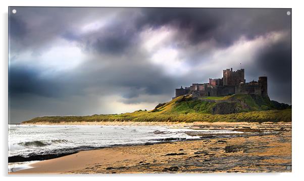 Stormy sky over Bamburgh Castle Acrylic by Kevin Tate