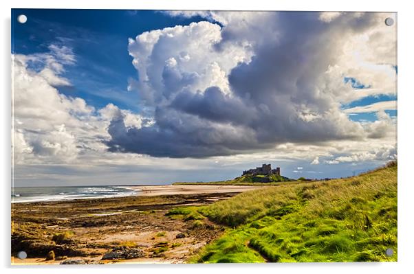 Bamburgh Beach and Castle Acrylic by Kevin Tate