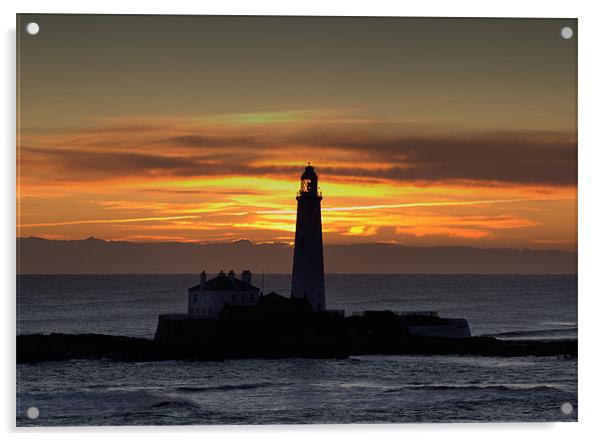 St Marys Lighthouse Silhouette Acrylic by Kevin Tate