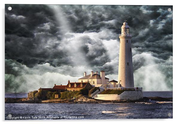 Stormy Skies at St Marys Lighthouse Acrylic by Kevin Tate