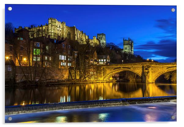 Durham Castle at night Acrylic by Kevin Tate