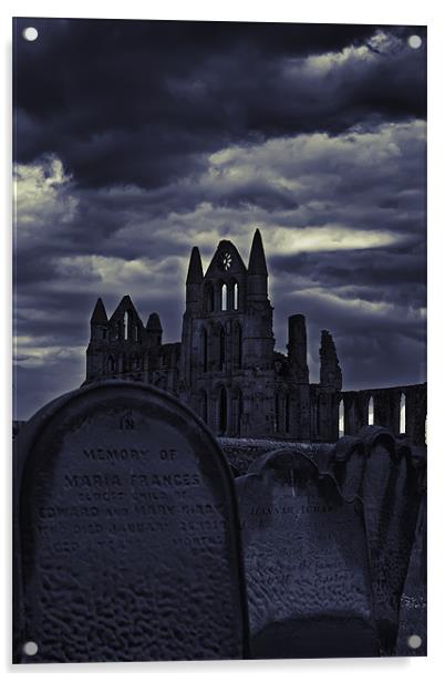 Whitby Abbey From The Grave Acrylic by Kevin Tate