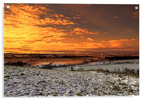 snowy field sunrise Acrylic by Northeast Images