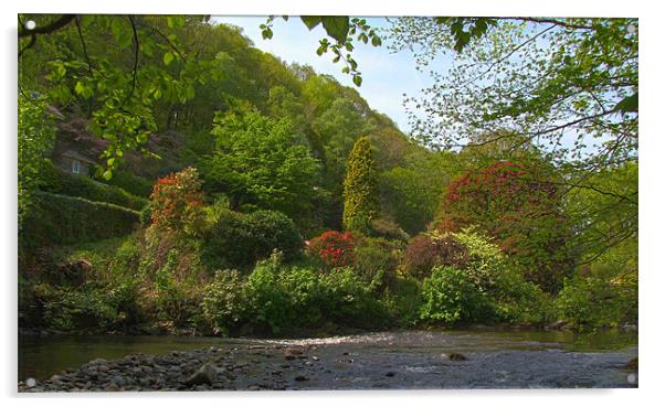 Mill Bridge Garden Acrylic by Luke Woods