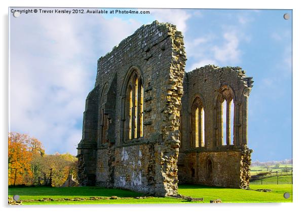 Egglestone Abbey Ruins Acrylic by Trevor Kersley RIP