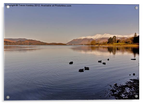 Derwentwater - Lake District. Acrylic by Trevor Kersley RIP
