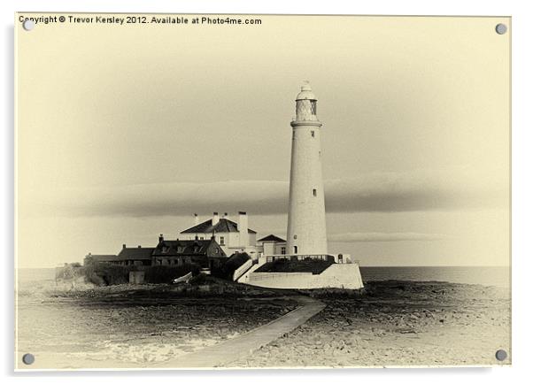 St Mary's Lighthouse Acrylic by Trevor Kersley RIP