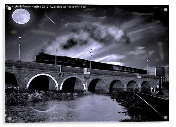 The Night Train Acrylic by Trevor Kersley RIP