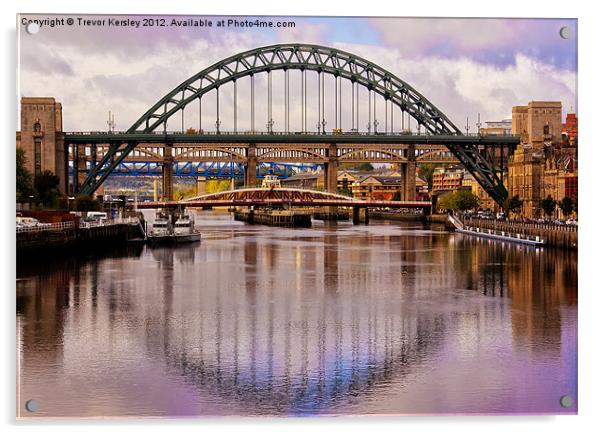 Newcastle Bridges Acrylic by Trevor Kersley RIP