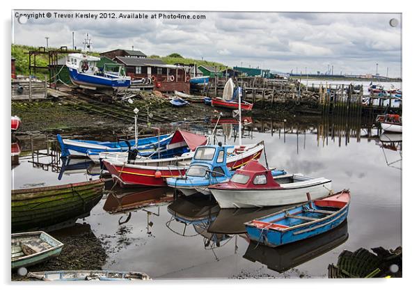 The Boat Yard Paddys Hole Acrylic by Trevor Kersley RIP