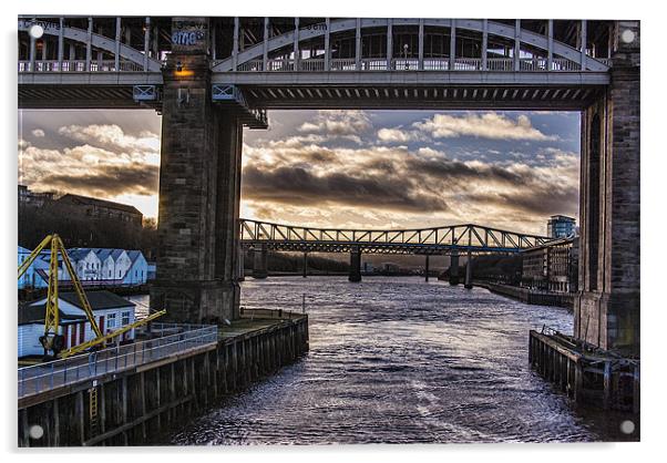 River Tyne Sunset Acrylic by Trevor Kersley RIP