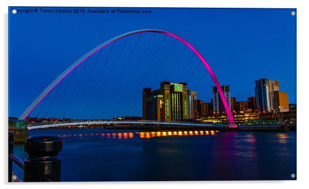 Gateshead Millennium Bridge Colours Acrylic by Trevor Kersley RIP