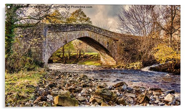 Packhorse Bridge Coverdale Acrylic by Trevor Kersley RIP
