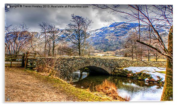 Cow Bridge Brothers Water Lake District Acrylic by Trevor Kersley RIP