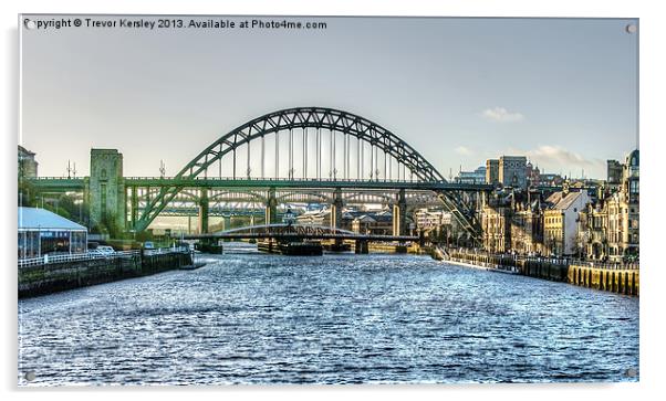 Newcastle Tyne Bridges Acrylic by Trevor Kersley RIP