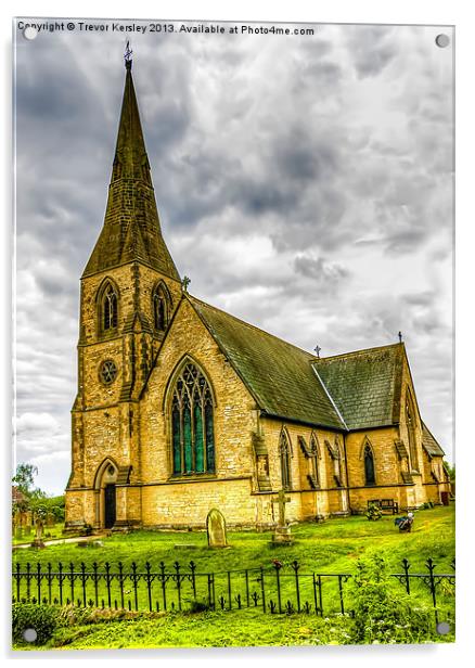 Welburn Church Acrylic by Trevor Kersley RIP