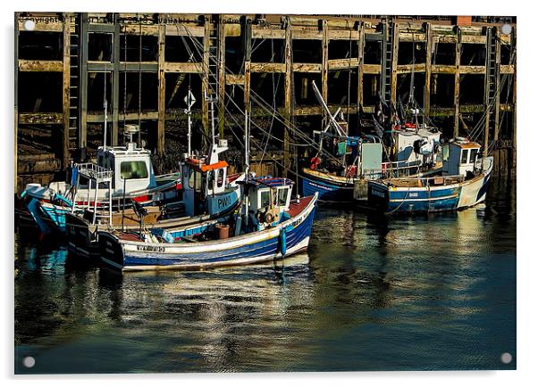 Fishing Boats Scarborough Acrylic by Trevor Kersley RIP