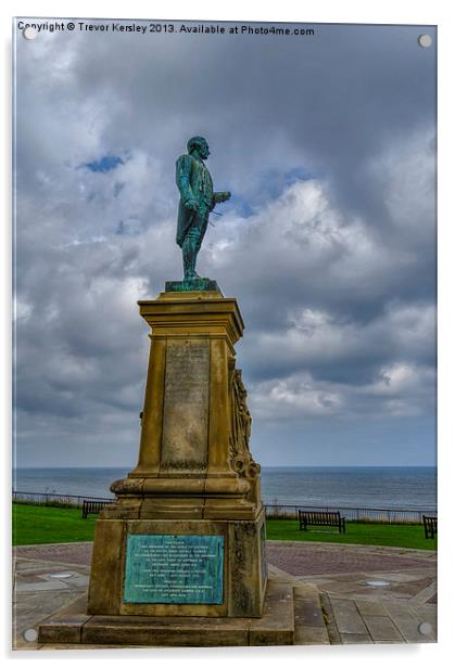 Captain Cook Memorial Whitby Acrylic by Trevor Kersley RIP