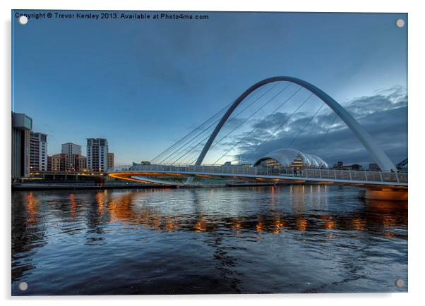 Millenium Bridge Newcastle Acrylic by Trevor Kersley RIP