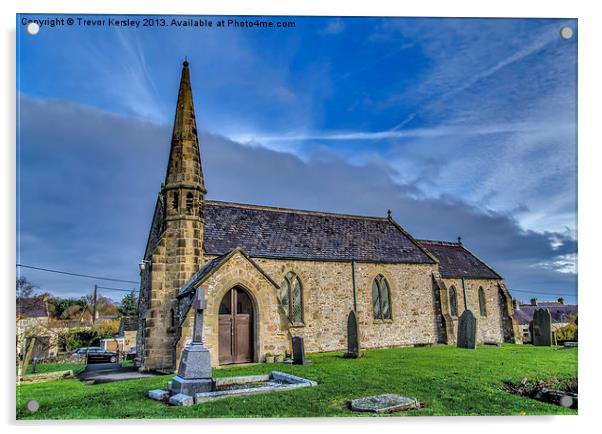 St Johns Church Bellerby Acrylic by Trevor Kersley RIP