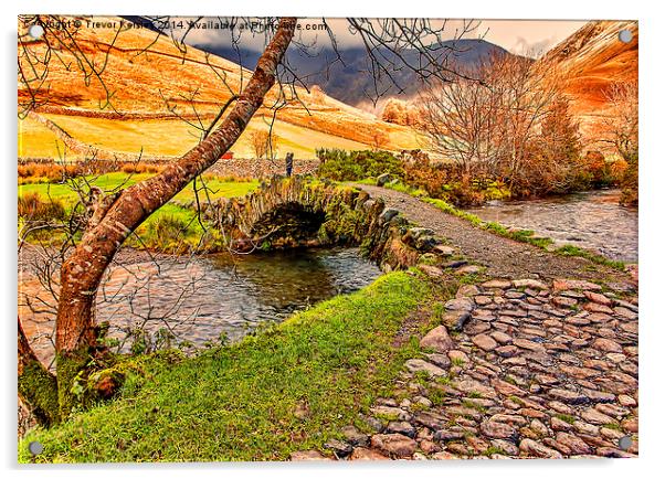 Packhorse Bridge Wasdale Head Acrylic by Trevor Kersley RIP