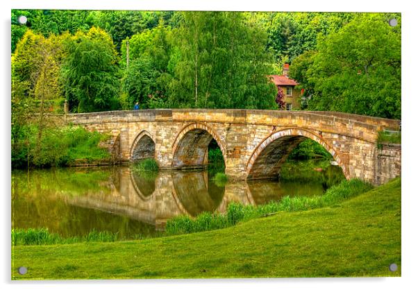 Kirkham Bridge - River Derwent Acrylic by Trevor Kersley RIP