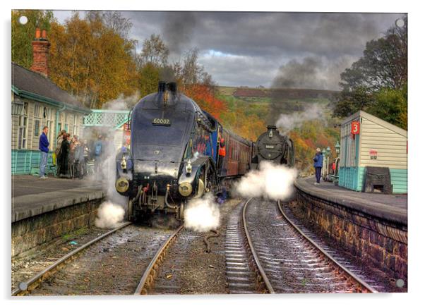Steam at Grosmont Acrylic by Trevor Kersley RIP
