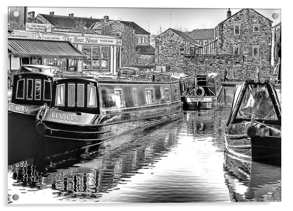 Skipton Canal Basin Acrylic by Trevor Kersley RIP