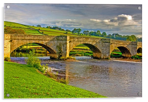 Packhorse Bridge ~ Burnsall Acrylic by Trevor Kersley RIP