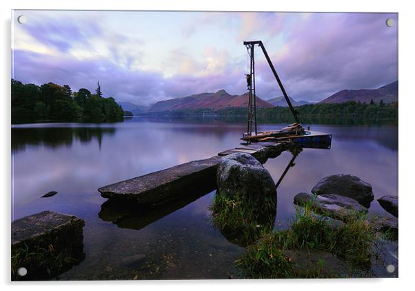 The Old Crane, Derwentwater Acrylic by Jason Connolly