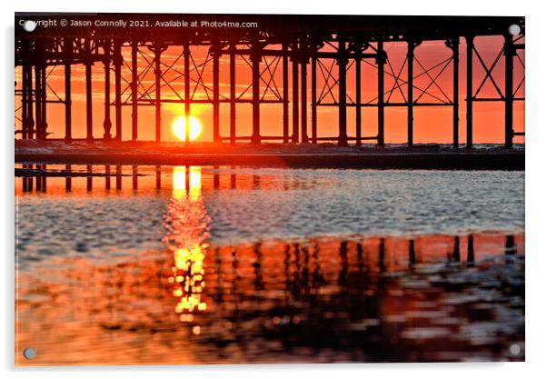 Under The Pier Sunset. Acrylic by Jason Connolly