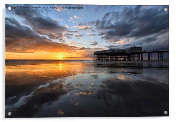Blackpool Beach Sunset Acrylic by Jason Connolly
