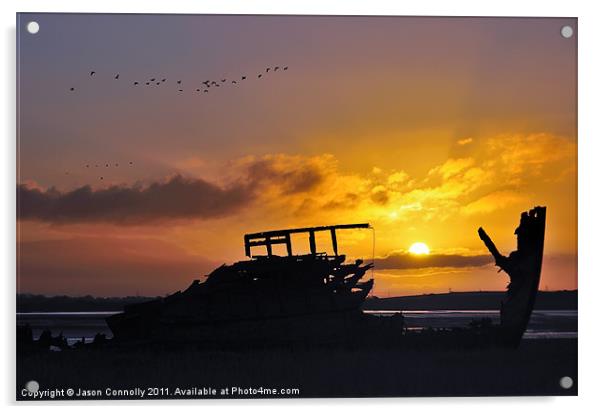 Sunrise At The Wrecks Acrylic by Jason Connolly