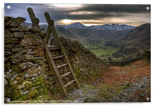 Stile In The Langdale Valley Acrylic by Jason Connolly