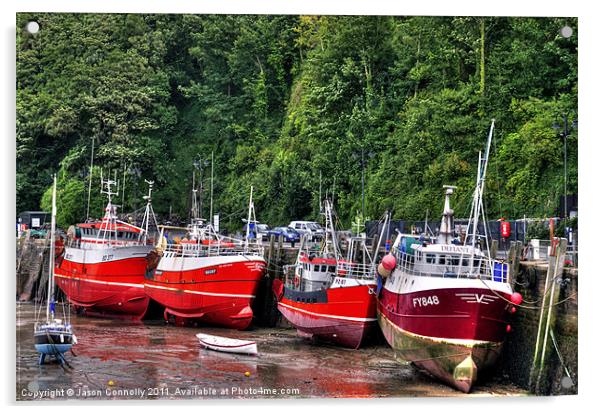 4 Boats, Ilfracombe Acrylic by Jason Connolly