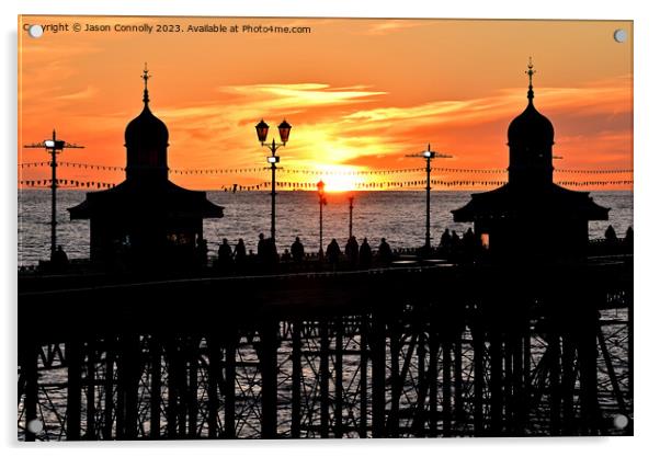 Sunset Over North Pier, Blackpool Acrylic by Jason Connolly