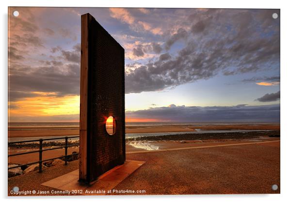 Sunset At The Memorial, Cleveleys Acrylic by Jason Connolly