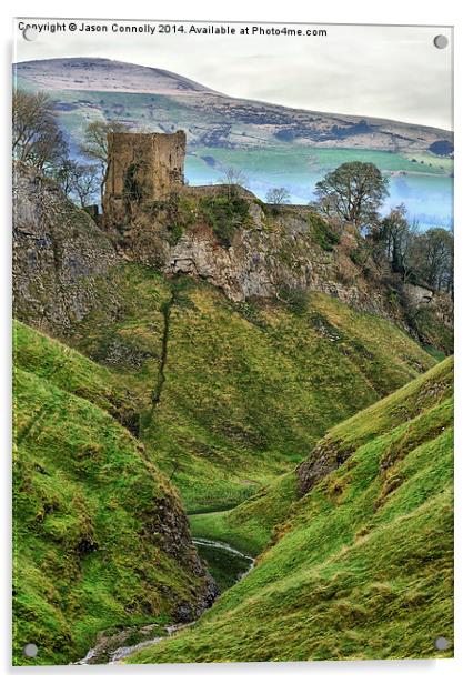  Peveril Castle And Cave Dale Acrylic by Jason Connolly