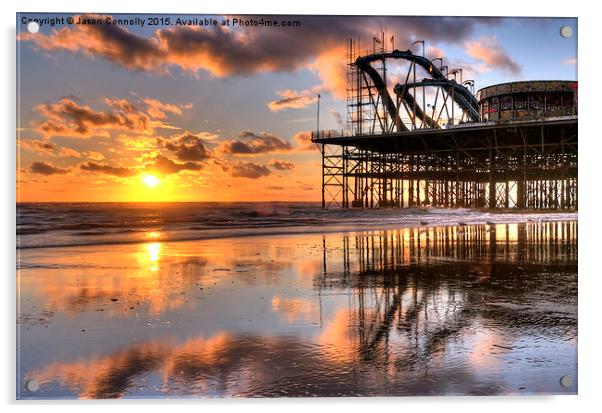  South Pier Sunset Acrylic by Jason Connolly