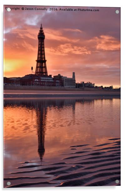 Blackpool Tower Sunrise Acrylic by Jason Connolly