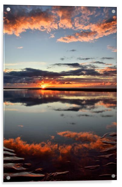 Cleveleys Sunset Acrylic by Jason Connolly