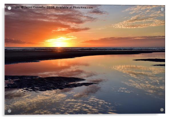 A Cleveleys Sunset Acrylic by Jason Connolly