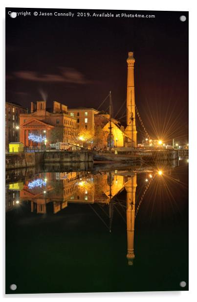 Royal Albert Dock reflections. Acrylic by Jason Connolly