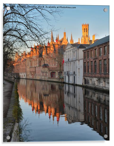 Canals Of Bruges. Acrylic by Jason Connolly