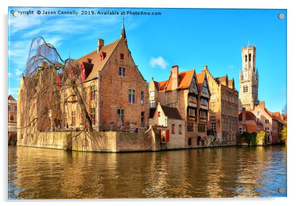 Rozenhoedkaai Quay, Bruges Belgium. Acrylic by Jason Connolly