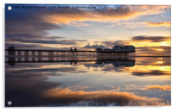 Blackpool Sunset Reflections Acrylic by Jason Connolly